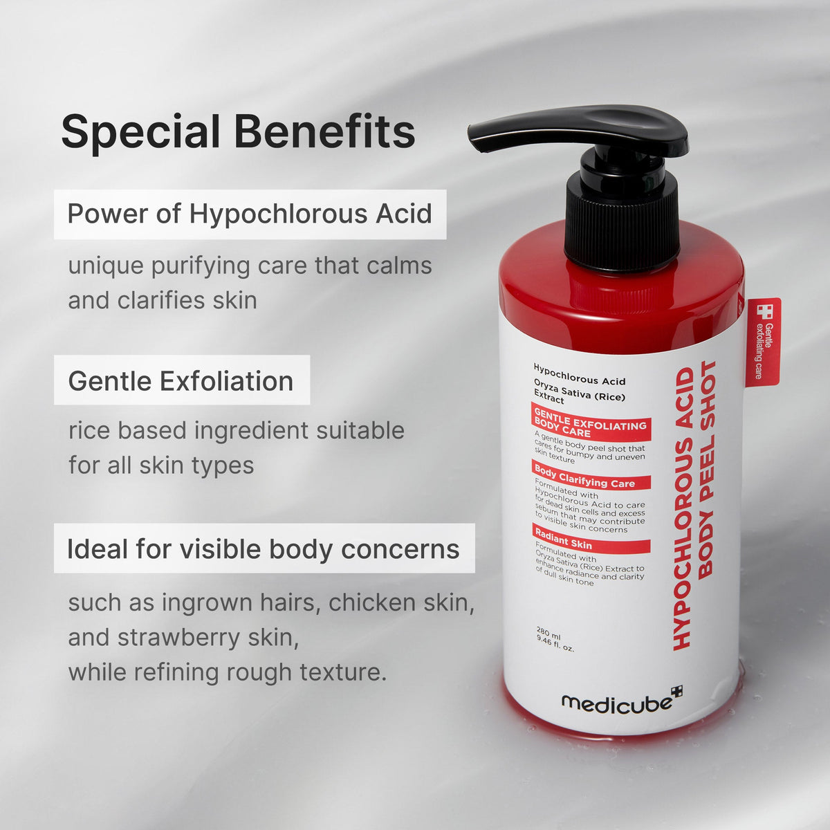 Sérum exfoliant corporel riz à l’acide hypochloreux