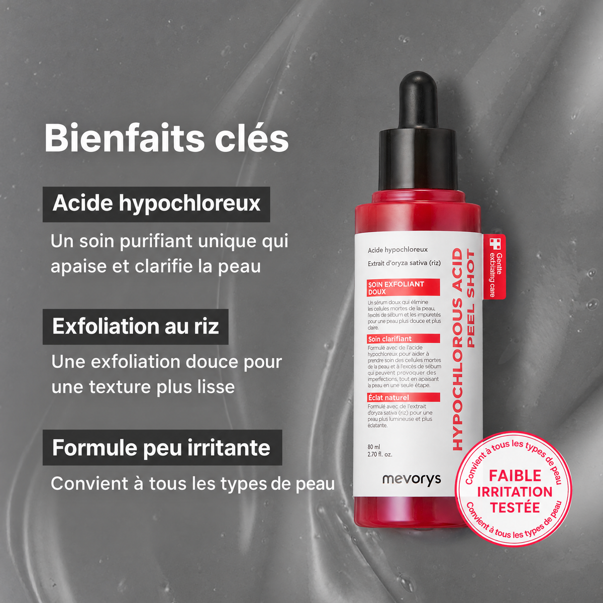 Sérum exfoliant riz à l’acide hypochloreux